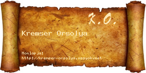 Kremser Orsolya névjegykártya